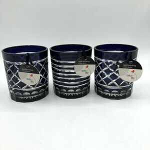 3 Set Debi Lilly Spell Binding Glass Candle Holder Black Stripe Diamond Pattern